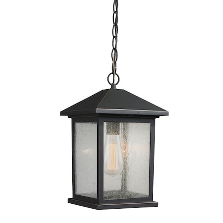 Z-Lite Portland 1 Light Outdoor Chain Light, Oil Rubbed Bronze And Clear Seedy 531CHM-ORB